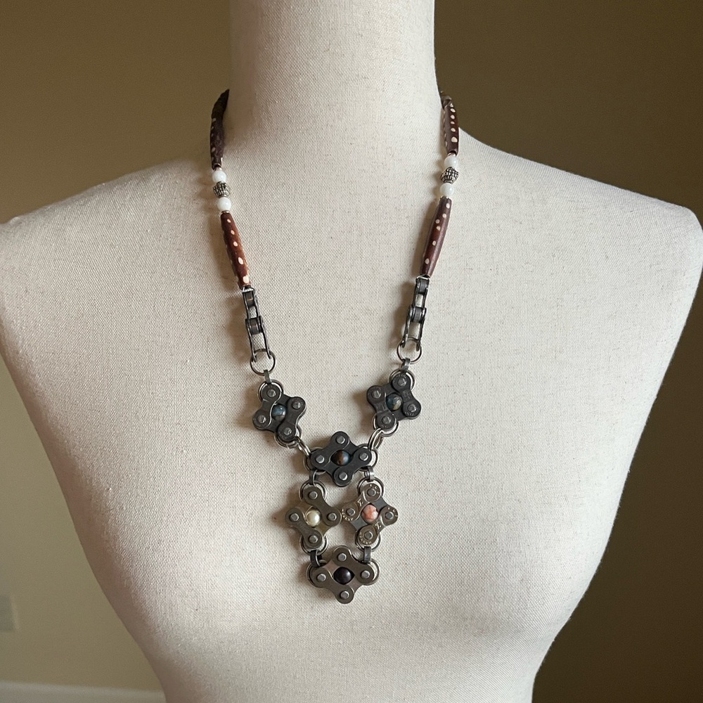 “Bicycle and Beads” Artist-Designed Necklace - Statement piece